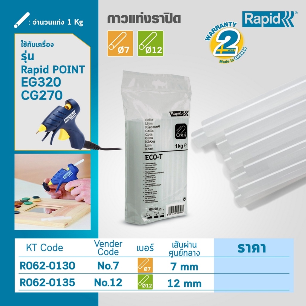 กาวแท่ง ราปิด (RAPID) เบอร์ 7 ใช้กับปืนยิงกาว Point RAPID รหัสสินค้า ...