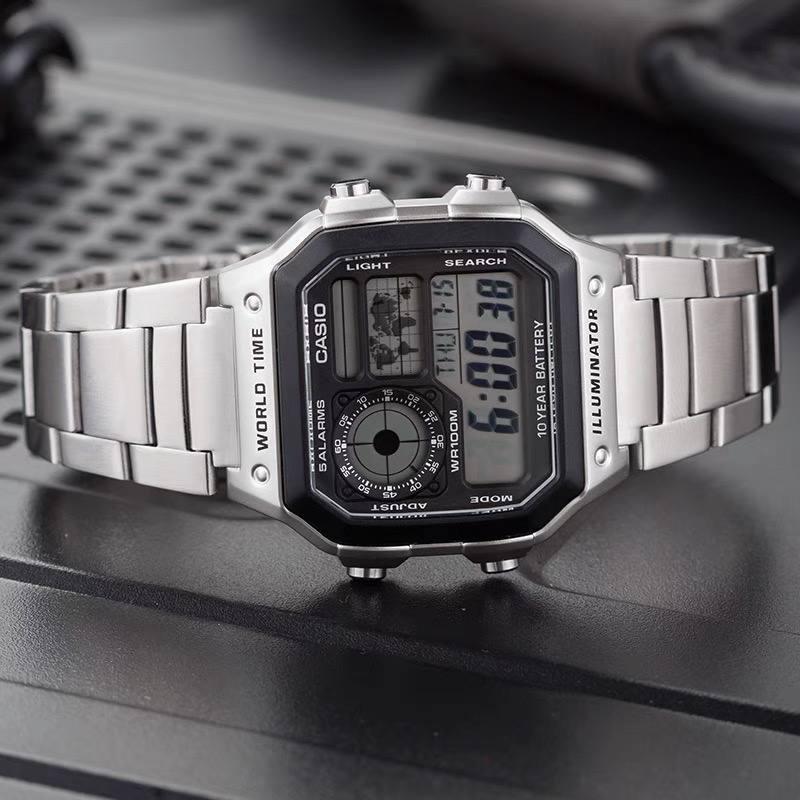 ภาพหน้าปกสินค้าCa sio นาฬิกาข้อมือผู้ชาย รุ่น AE-1200WHD-1A สีเงิน สายสเตนเลส สินค้ามีประกัน จากร้าน g_watch_ บน Shopee