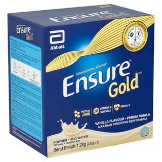 Ensure รสวานิลลาผงโภชนาการที่สมบูรณ์ 3 x 400g (๑.๒กก.)