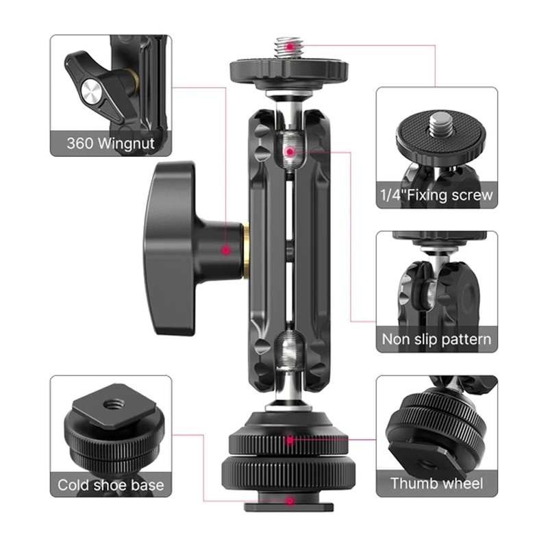 ulanzi-r098-double-ball-heads-with-code-shoe-mount-เพลท-ต่อพ่วงสกรูขาตั้งกล้อง