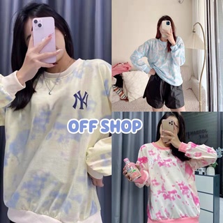 ภาพขนาดย่อของสินค้าOFF SHOP พร้อมส่ง( OFF-DX-SW-6278) เสื้อสเวตเตอร์แขนยาวคอกลม สกีนตัวอักษรลายมัดย้อม