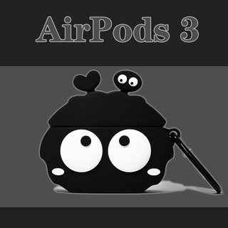 น่ารัก briquettes สีดำ compatible AirPods 3 สำหรับ compatible AirPods (3rd) กรณี 2021 ใหม่ compatible AirPods3 หูฟังป้องกันกรณี 3rd กรณี compatible AirPodsPro กรณี compatible AirPods2gen กรณี