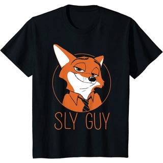 เสื้อยืดผ้าฝ้ายพรีเมี่ยม เสื้อยืด พิมพ์ลาย Disney Zootopia Nick Wilde Sly Guy Fox