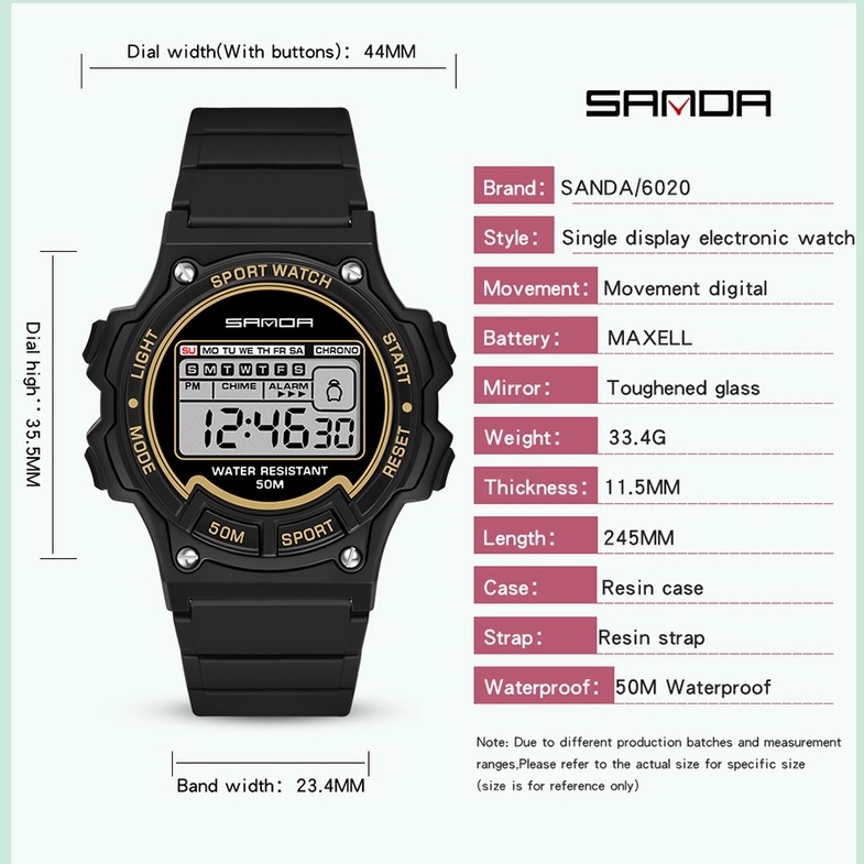sanda-นาฬิกาข้อมือดิจิทัล-ลําลอง-หน้าจอ-led-กันน้ํา-สไตล์สปอร์ต-แฟชั่นสําหรับผู้หญิง
