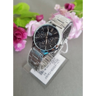 สินค้า [SSPHLG ลดเพิ่ม 300]นาฬิกา Casio รุ่น LTP-V300D-1A นาฬิกาผู้หญิง สายแสตนเลสหน้าปัดสีดำ สวยหรู - มั่นใจ ของแท้ 100% รับประกันสินค้า 1 ปีเต็ม