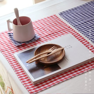 🌤️ ผ้ารองจาน ผ้าเช็ดจาน ลายสก๊อต สไตล์ญี่ปุ่น