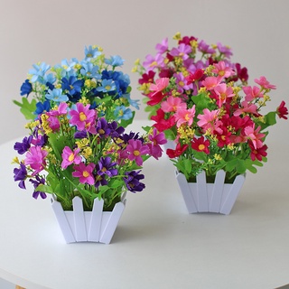 【AG】Artificial Flower Weather Resistant Easy to Remain Plastic Marguerite Decorative Faux Flower Bonsai for Balcony