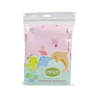 สินค้า ENFANT(อองฟงอต์) ผ้ารองกันน้ำ สีชมพู ลายปลาโลมา และ ผองเพือน น่ารัก ขนาด (M) 70x88 cm