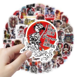 พร้อมส่งJAPAN 浮世絵／うきよえดำขาว คาบูกิ 歌舞伎 สติกเกอร์  sticker 50 ชิ้น  สเก็ตบอร์ด DIY