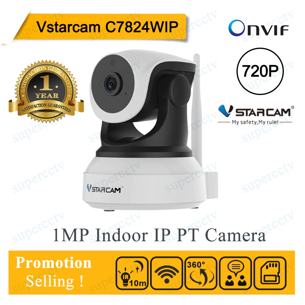 ราคาและรีวิวVstarcam กล้องวงจรปิดไร้สาย Wifi Camera รุ่น C7824WIP ความละเอียด 1MP EYE4 รับประกัน 1ปี (เสียเปลี่ยนตัวใหม่)