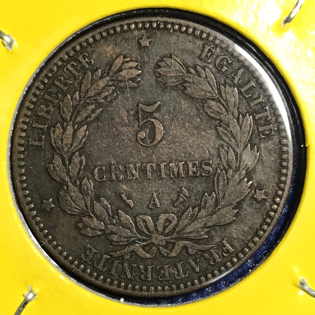 เหรียญเก่าหายากมาก-14308-ปี1896-ฝรั่งเศส-5-centimes-ของแท้-เหรียญต่างประเทศ-เหรียญสะสม