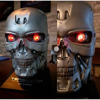 🔞พร้อมส่ง😎เทอร์มิเนเตอร์ ถังป๊อปคอร์นเทอร์มิเนเตอร์ ตาเปิดไฟได้ Terminator T-800 Head Dark Fate 1:1 Endoskull 2019