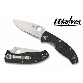 มีดพับ Spyderco Tenacious Lightweight Folding Knife Satin Combo Blade, Black FRN Handles (C122PSBK)