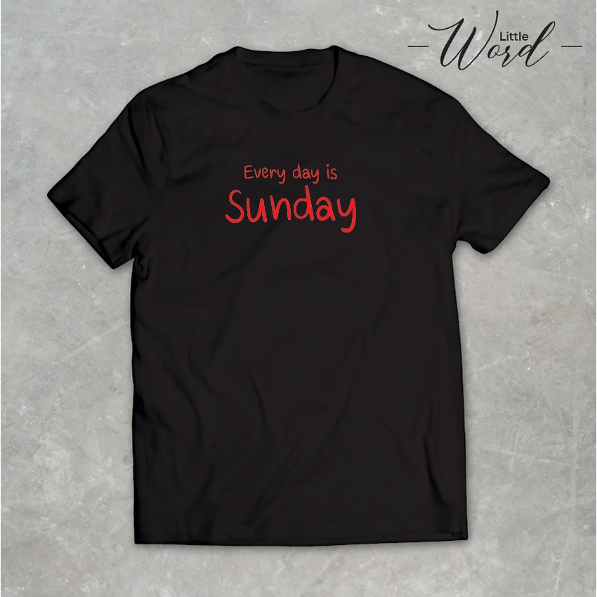 little-word-เสื้อยืดคอกลมแขนสั้นพิมพ์ลาย-sunday-สไตล์มินิมอล-ทรงunisex