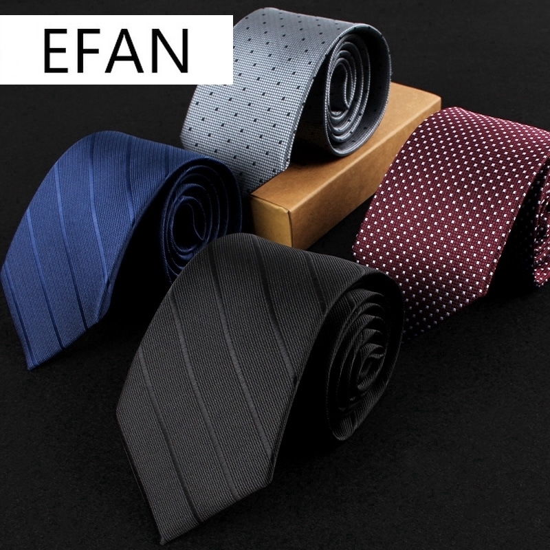ภาพหน้าปกสินค้าMen's 7 Cm Fashion Black Blue Ties Gray Striped Tie Necktie Wedding Neck Tie for Men Formal Business Suit Accessories