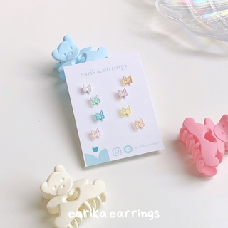 (กรอกโค้ด 72W5V ลด 65.-) earika.earrings - pastel nabi set เซ็ตต่างหูผีเสื้อก้านเงินแท้ คนแพ้ง่ายใส่ได้