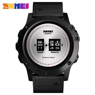 SKMEI Patented Design Mens Watch Fashion Quartz Watches Waterproof Big Dial PU Strap Wristwatches reloj hombre