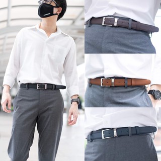 สินค้า เข็มขัดหนังนูบัค หัวหนีบในตัว Nubuck leather belt 1.1\" เข็มขัดหนังแท้