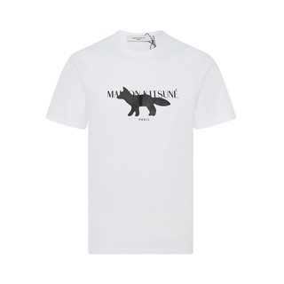 เสื้อยืดโอเวอร์ไซส์Maison KITSUNE เสื้อยืดลําลอง แขนสั้น ลายการ์ตูน สีขาว เรียบง่าย สําหรับผู้ชายS-3XL