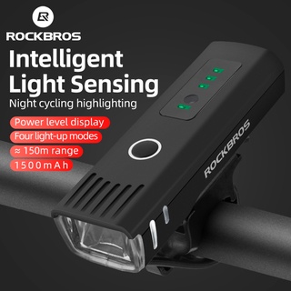 Rockbros ไฟฉาย Led 1500mAh กันน้ํา ชาร์จ USB อุปกรณ์เสริม สําหรับติดด้านหน้ารถจักรยาน MTB