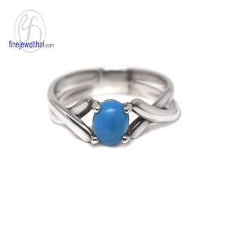 Finejewelthai-แหวนเทอร์ควอยซ์-เทอร์ควอยซ์-แหวนเงินแท้-พลอยประจำเดือนเกิด-Turquoise-Silver-Ring-Birthstone-R1040tq
