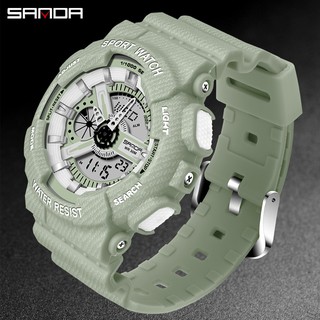 นาฬิกาข้อมือ SANDA หน้าจอคู่ กันน้ํา สไตล์สปอร์ต แฟชั่นสําหรับผู้หญิง