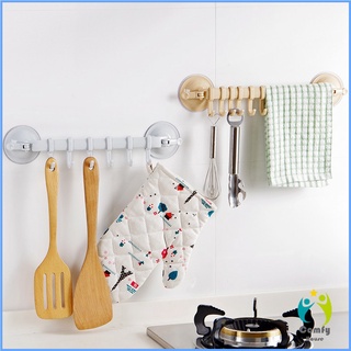 Comfy ที่แขวนของ ที่แขวนติดผนัง ถ้วยดูดยึดผนัง ไม่ต้องเจาะรู Coner Towel Hanger with 6 clips