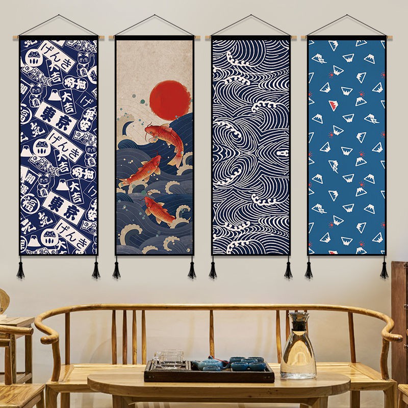 สไตล์ญี่ปุ่น-แขวนภาพ-เครื่องประดับ-ภาพวาดตกแต่ง-ร้านอาหาร-ผ้าแขวน-การอุด-พรม