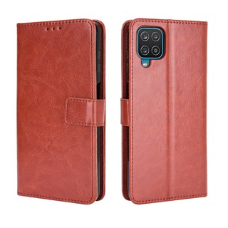 เคสสำ Samsung Galaxy A12 Case Leather Flip Back Cover Samsung Galaxy A12 GalaxyA12 เคสฝาพับ มือถือแล