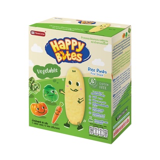 ภาพหน้าปกสินค้าHappy Bites ขนมข้าวอบกรอบสำหรับเด็ก รสผักรวม ขนาด 50 กรัม (Happy05) Rice Rusks first snack Vegetable ซึ่งคุณอาจชอบสินค้านี้