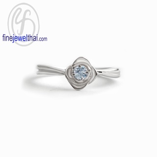 Finejewelthai-แหวนอะความารีน-แหวนพลอย-แหวนเงินแท้-พลอยประจำเดือนเกิด-Aquamarine-Silver-Ring-Birthstone-R1375aq