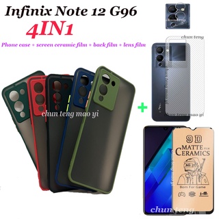 (4in1) เคสโทรศัพท์มือถือ ฟิล์มเซรามิค กันรอยหน้าจอ ฟิล์มเลนส์ สําหรับ Infinix Note 12 G96 Note 11S 11pro Note 10pro