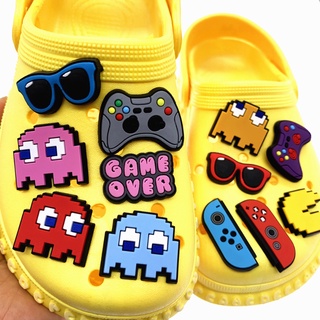 เกม Pacman Jibitz Crocs Charm น่ารัก เกมเหนือรองเท้า เสน่ห์ Croc Jibbits Pins สําหรับผู้ชาย อุปกรณ์เสริมตกแต่งรองเท้า