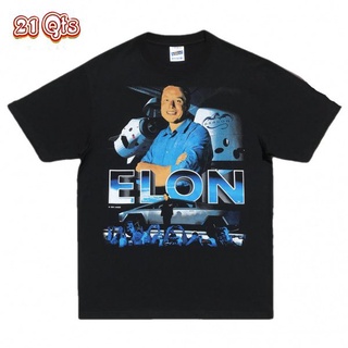 21 สินค้าเดิม/เสื้อยืดคอกลม/ Elon Musk^Tesla/ผ้าฝ้าย 100% Oversize SML ดำ&amp;ขาว unisex เสื้อยืดผู้ชาย เสื้อยืดผู้หญิง