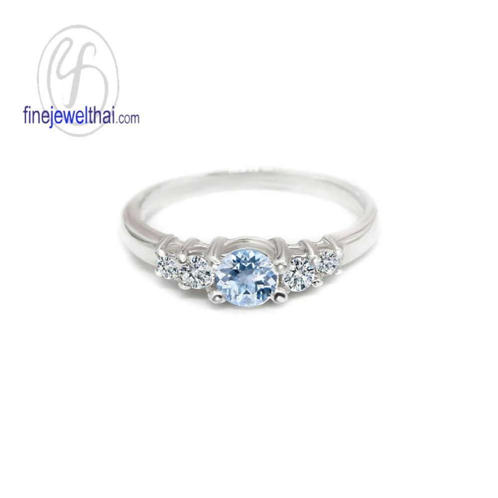 finejewelthai-แหวนพลอย-แหวนอะความารีน-แหวนเงินแท้-พลอยแท้-พลอยประจำเดือนเกิด-aquamarine-silver-ring-r1116aq