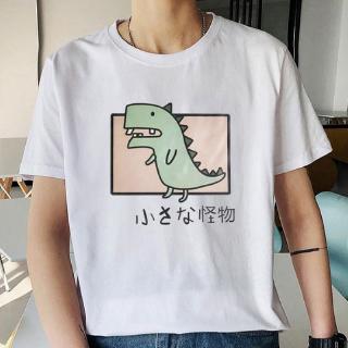 【🔥🔥】เสื้อยืดแขนยาว ทรงหลวม พิมพ์ลายไดโนเสาร์น่ารัก สไตล์เกาหลี ฮาราจูกุ แนวสตรีท ขนาดใหญ่ อินเทรนด์ สําหรับคู่รัก