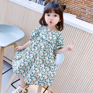 ชุดเดรส พิมพ์ลายดอกไม้ สไตล์เกาหลี สําหรับเด็กผู้หญิง อายุ 1-7 ปี