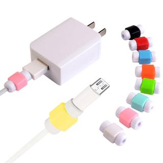 ตัวป้องกันสายชาร์จ 1 ชิ้น สีรุ้ง USB สายไฟ ฝาครอบป้องกัน ซิลิโคน สายเคเบิลข้อมูล เคส