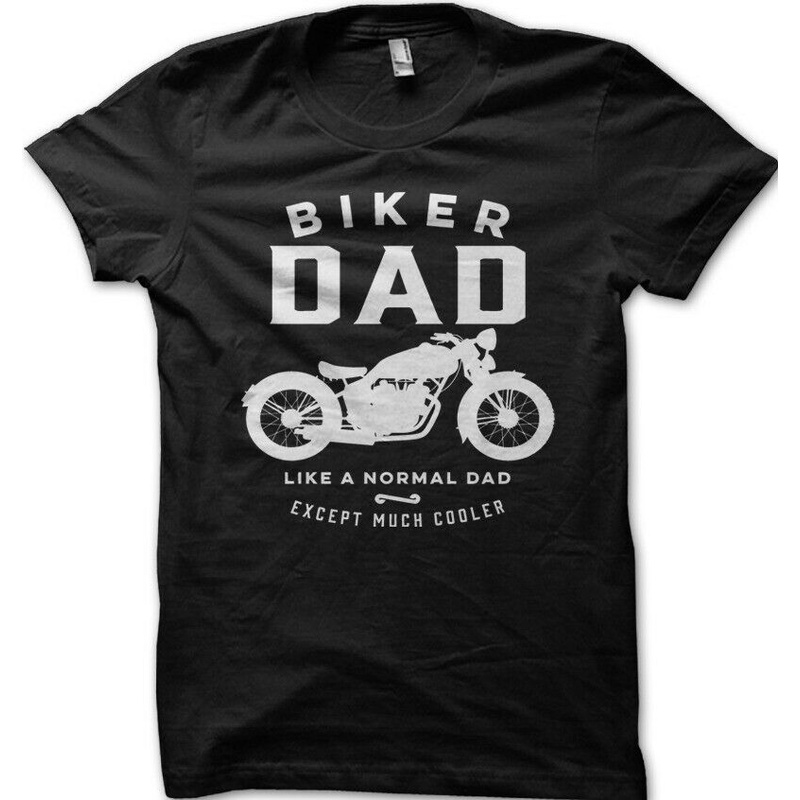 เสื้อยืดผ้าฝ้ายพิมพ์ลายขายดี-เสื้อยืด-พิมพ์ลาย-biker-dad-much-cooler-father-day-birthday-สําหรับผู้ชาย