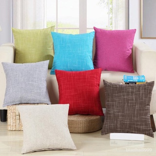 【บลูไดมอนด์】colorful Linen Sofa Cushion Cover 40cm Pillowcase Cotton Linen Pillow cases Solid textile pillowcases Sofa D