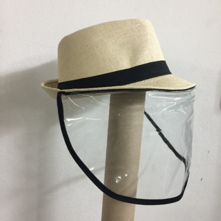 ผลิตไทย พร้อมส่ง***** หมวกทรงปานามา ปีกแคบ หน้ากากพลาสติก