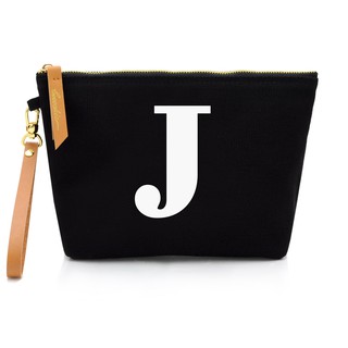 กระเป๋าผ้าลายอักษร ALPHABET CLUTCHES POUCH BLACK “J”