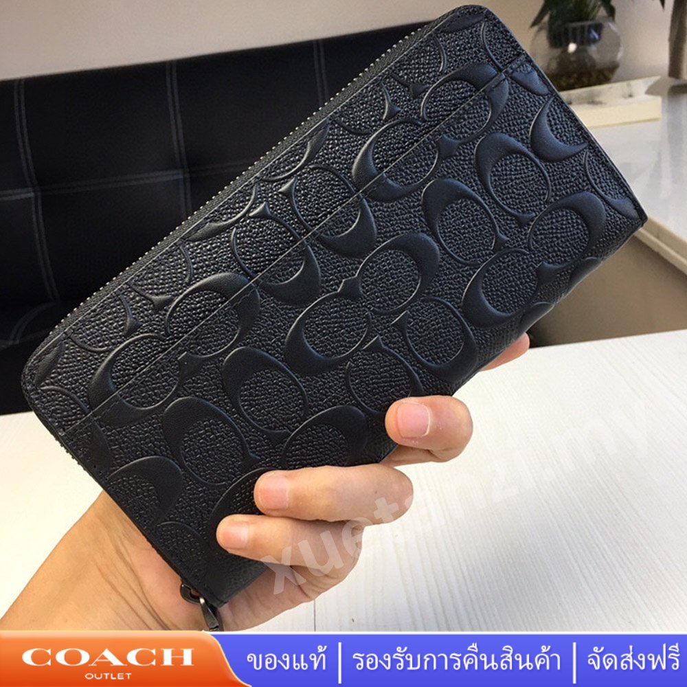 coach-กระเป๋าเงิน-74918-embossed-leather-กระเป๋าสตางค์ซิปยาวผู้หญิงผู้ชาย