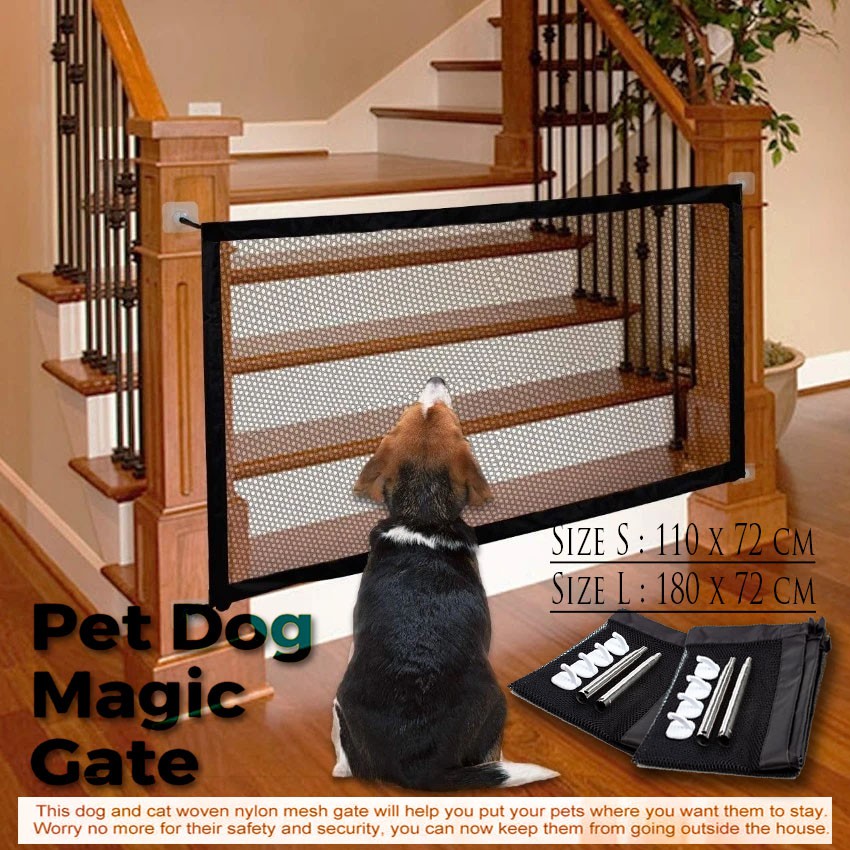 magic-pet-gate-ประตูม้วนกั้นสัตว์เลี้ยงมหัศจรรย์-ม่านรั้วกันสุนัข-ที่กั้นเด็ก-ประตูกั้นบันได-ที่กั้นบันได-ที่กั้นประตู