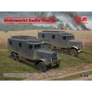 โมเดลประกอบ ICM Model 1/35 DS3509 Wehrmacht Radio Trucks (Henschel 33D1 Kfz.72, Krupp L3H163 Kfz.72)