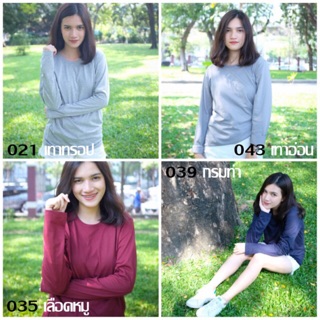 เสื้อสีพื้น (แขนยาว 19 สี) เนื้อผ้า COTTON 32 แท้ (สีเพิ่มเติม เลื่อนดูในสไลด์ได้นะคะ)