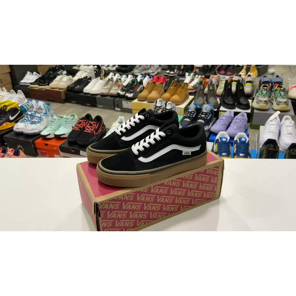 รองเท้าvans-old-skool-black-brown-จำนวนจำกัด-ผ้าใบแฟชั่นลำลองตรงปก100