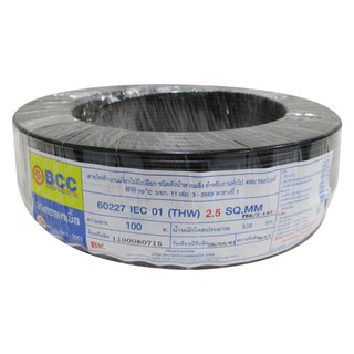 สายไฟ THW สายไฟ THW BCC 60227IEC01 1x2.5 ตร.มม. 100 ม. สีดำ สายไฟ งานระบบไฟฟ้า ELECTRIC WIRE BCC THW 60227IEC01 1x2.5SQM