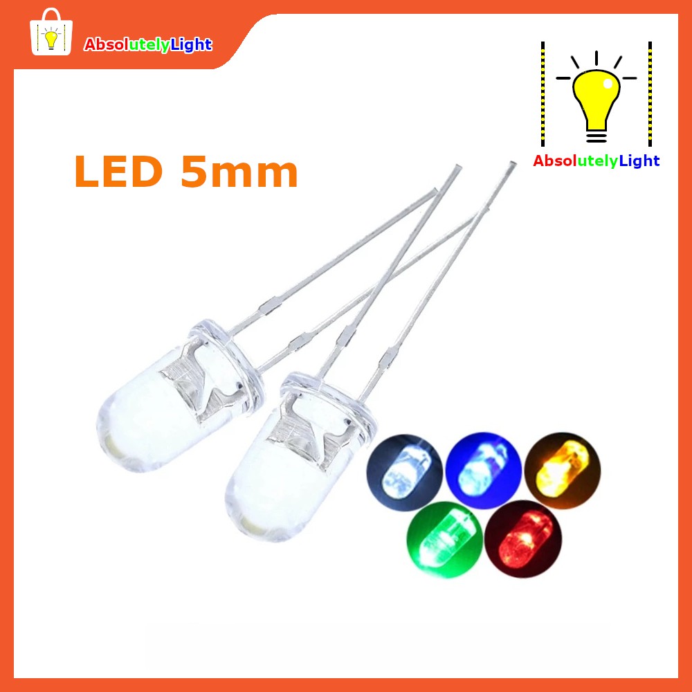 led-diode-2-ขา-แบบใส-ขนาด-5mm-สีขาว-แดง-เหลือง-เขียว-น้ำเงิน
