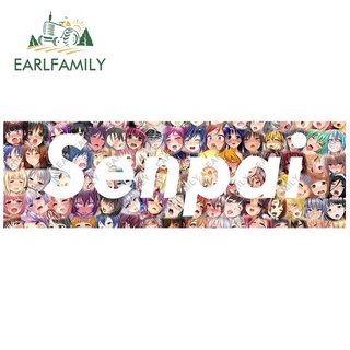 Earlfamily สติกเกอร์ไวนิล ลายการ์ตูนอนิเมะ Senpai เซ็กซี่ กันน้ํา กันแดด สําหรับติดตกแต่งรถยนต์ 13 ซม. x 4 ซม.